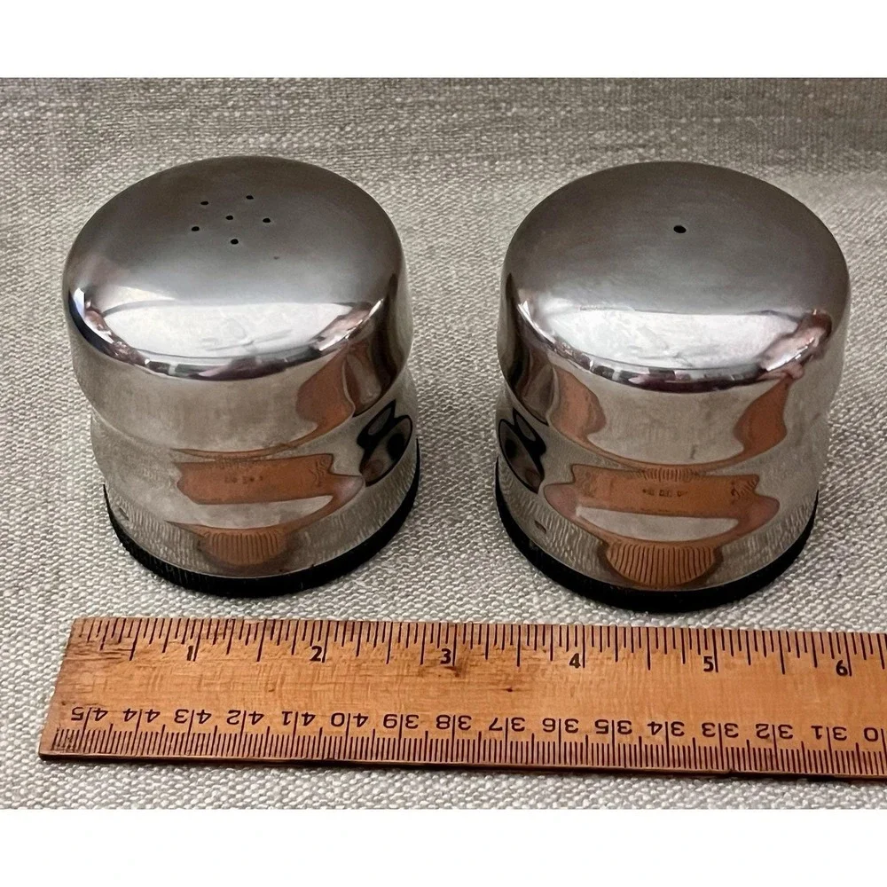 MCM Salt & Pepper Shaker Set 18-8 Stainless Mid Century Danish Modern Aesthetic